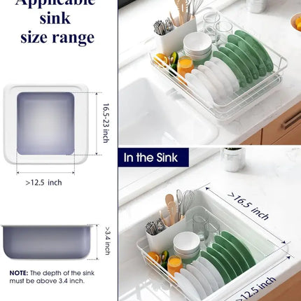 CARLA HOME Dish Drying Rack for Kitchen Counter with Removable Drip Tray, Utensil Holder and Cutlery Organizer-2050057500199358471