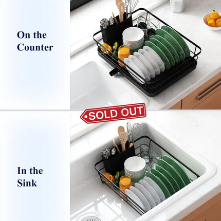 CARLA HOME Dish Drying Rack for Kitchen Counter with Removable Drip Tray, Utensil Holder and Cutlery Organizer-2050057500362936328