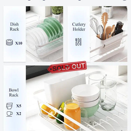CARLA HOME Dish Drying Rack for Kitchen Counter with Removable Drip Tray, Utensil Holder and Cutlery Organizer-2050057500199358466