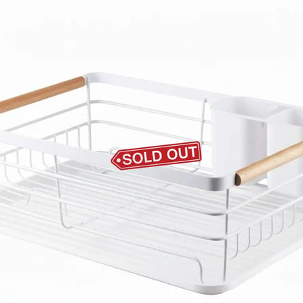 CARLA HOME Dish Drying Rack with Wooden Handles, Removable Cutlery Holder & Drainboard for Kitchen Countertop-2050057509250666502