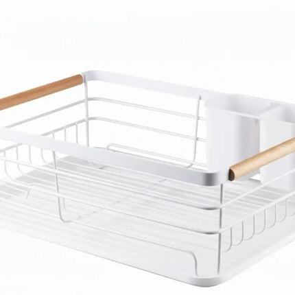 CARLA HOME Dish Drying Rack with Wooden Handles, Removable Cutlery Holder & Drainboard for Kitchen Countertop-2050057509250666502