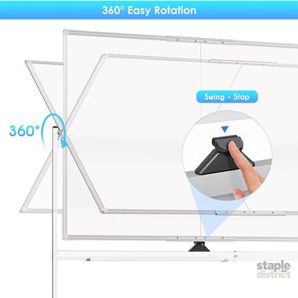 CARLA HOME Double-Sided Magnetic Whiteboard 120x90cm with Wheels, Reversible Design for School, Office & Home-2042061542765236226