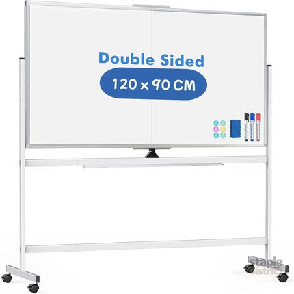 CARLA HOME Double-Sided Magnetic Whiteboard 120x90cm with Wheels, Reversible Design for School, Office & Home-2042061542765236224