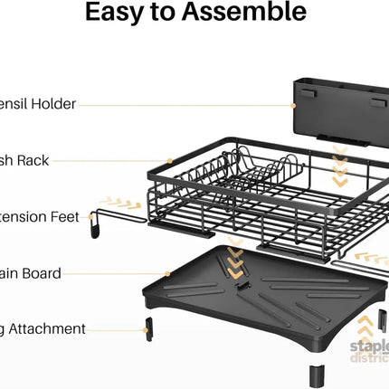 CARLA HOME Expandable Dish Drying Rack with Drainage Spout, Utensil Holder & Drainboardfor Kitchen Countertop Organizer (1 tier)-2050057501034024968