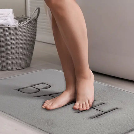 CARLA HOME Extra Thick Memory Foam & Super Comfort Bath Rug Mat for Bathroom (60 x 40 cm, Grey)-2042061541351755778