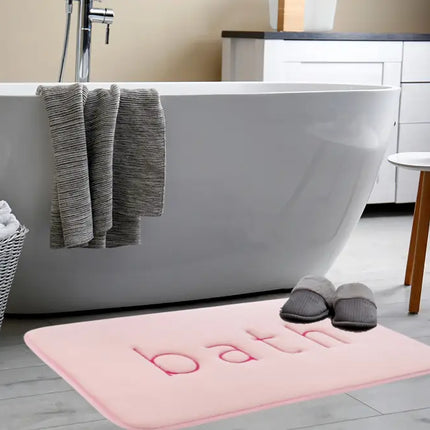 CARLA HOME Extra Thick Memory Foam & Super Comfort Bath Rug Mat for Bathroom (60 x 40 cm, Pink)-2042061541112680452