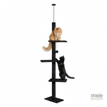 CARLA HOME Floor to Ceiling Cat Tree Tower  with Adjustable Height 230-286cm for Indoor Cats (Black)-2050057519186972672