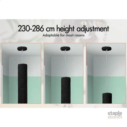CARLA HOME Floor to Ceiling Cat Tree Tower  with Adjustable Height 230-286cm for Indoor Cats (Black)-2050057519186972675