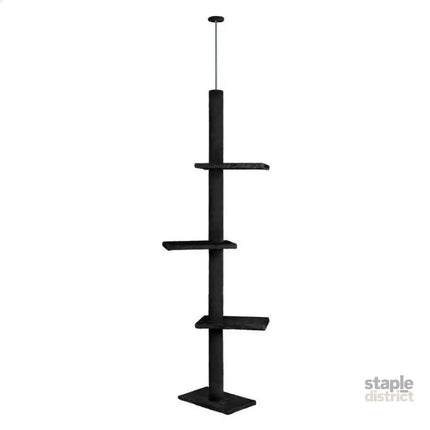CARLA HOME Floor to Ceiling Cat Tree Tower  with Adjustable Height 230-286cm for Indoor Cats (Black)-2050057519186972681