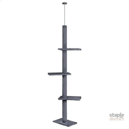 CARLA HOME Floor to Ceiling Cat Tree Tower  with Adjustable Height 230-286cm for Indoor Cats (Grey)-2050057518977257481