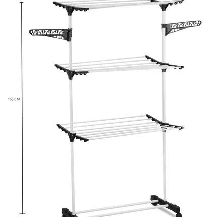 CARLA HOME Folding 3 Tier Clothes Laundry Drying Rack with Stainless Steel Tubes for Indoor & Outdoor Home-2042061555725635592