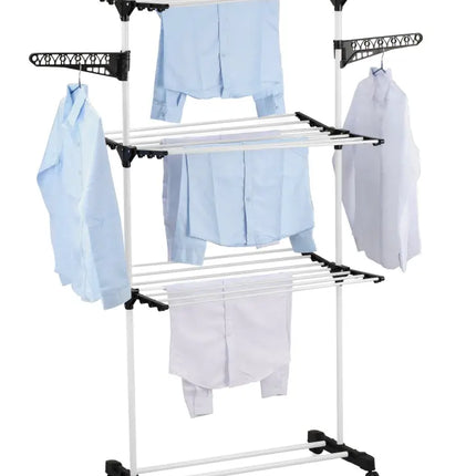 CARLA HOME Folding 3 Tier Clothes Laundry Drying Rack with Stainless Steel Tubes for Indoor & Outdoor Home-2042061555725635584