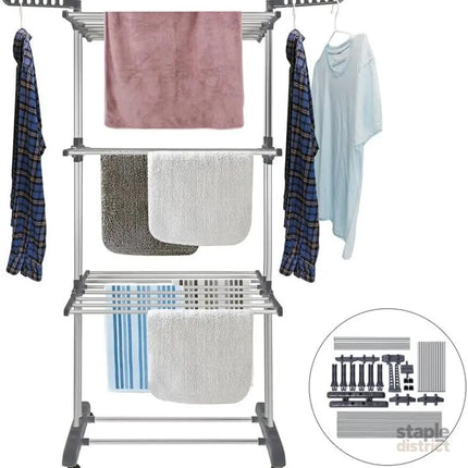 CARLA HOME Folding Clothes Drying Rack with Wheels and Adjustable Side Wings for Laundry Rack and Clothes Storage (Upgraded Model)-2042061539082637319