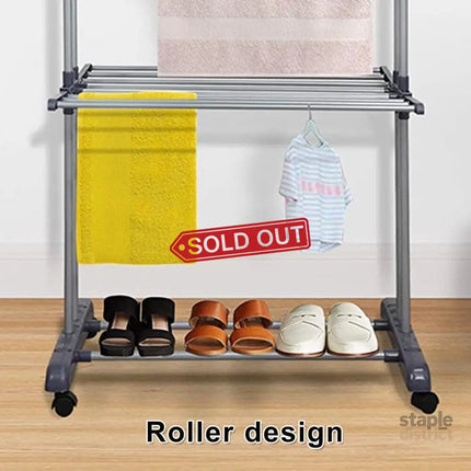 CARLA HOME Folding Clothes Drying Rack with Wheels and Adjustable Side Wings for Laundry Rack and Clothes Storage (Upgraded Model)-2042061539082637317