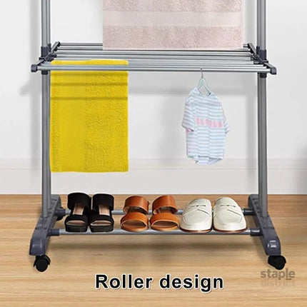 CARLA HOME Folding Clothes Drying Rack with Wheels and Adjustable Side Wings for Laundry Rack and Clothes Storage (Upgraded Model)-2042061539082637317
