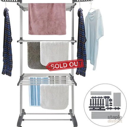 CARLA HOME Folding Clothes Drying Rack with Wheels and Adjustable Side Wings for Laundry Rack and Clothes Storage (Upgraded Model)-2042061539082637319