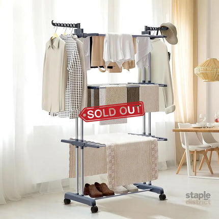 CARLA HOME Folding Clothes Drying Rack with Wheels and Adjustable Side Wings for Laundry Rack and Clothes Storage (Upgraded Model)-2042061539082637320