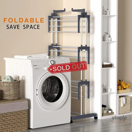 CARLA HOME Folding Clothes Drying Rack with Wheels and Adjustable Side Wings for Laundry Rack and Clothes Storage (Upgraded Model)-2042061539082637315