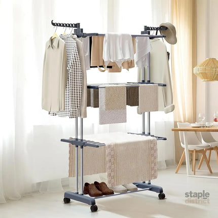 CARLA HOME Folding Clothes Drying Rack with Wheels and Adjustable Side Wings for Laundry Rack and Clothes Storage (Upgraded Model)-2042061539082637320