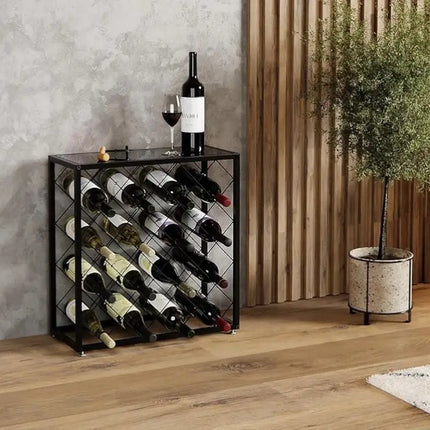 CARLA HOME Freestanding Metal Wine Rack for 25 Bottles-2042061568178524164