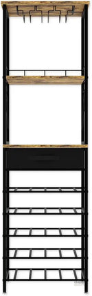 CARLA HOME Freestanding Wine Rack for 20 Bottles with Wood Countertop and Sturdy Metal Frame-2042061569118048258