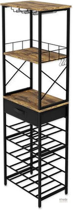 CARLA HOME Freestanding Wine Rack for 20 Bottles with Wood Countertop and Sturdy Metal Frame-2042061569118048259