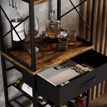 CARLA HOME Freestanding Wine Rack for 20 Bottles with Wood Countertop and Sturdy Metal Frame-2042061569118048261