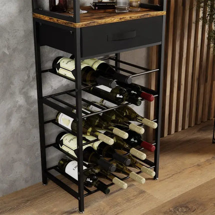 CARLA HOME Freestanding Wine Rack for 20 Bottles with Wood Countertop and Sturdy Metal Frame-2042061569118048257