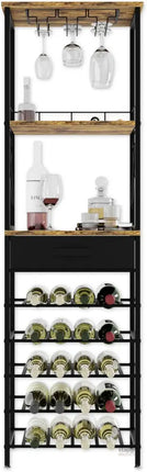 CARLA HOME Freestanding Wine Rack for 20 Bottles with Wood Countertop and Sturdy Metal Frame-2042061569118048260