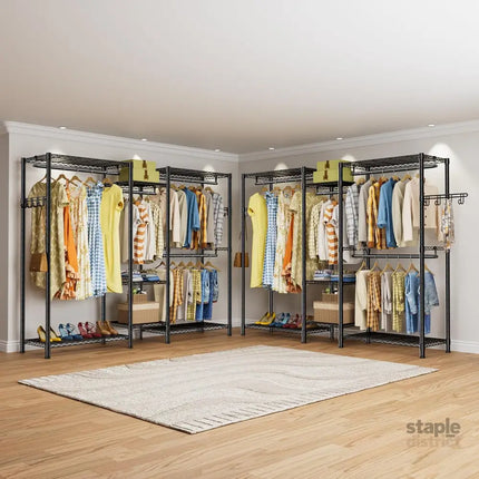 CARLA HOME Heavy Duty Clothing Garment Rack Organizer with Hanging Rods & Storage Shelves for Clothes, Shoes & Wardrobe-2042061568920915975