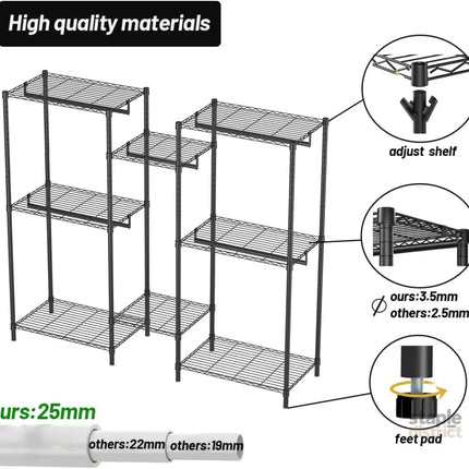 CARLA HOME Heavy Duty Clothing Garment Rack Organizer with Hanging Rods & Storage Shelves for Clothes, Shoes & Wardrobe-2042061568920915971