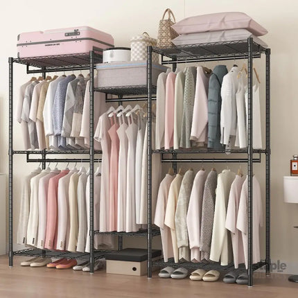 CARLA HOME Heavy Duty Clothing Garment Rack Organizer with Hanging Rods & Storage Shelves for Clothes, Shoes & Wardrobe-2042061568920915970