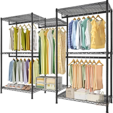 CARLA HOME Heavy Duty Clothing Garment Rack Organizer with Hanging Rods & Storage Shelves for Clothes, Shoes & Wardrobe-2042061568920915968