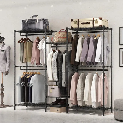 CARLA HOME Heavy Duty Clothing Garment Rack Organizer with Hanging Rods & Storage Shelves for Clothes, Shoes & Wardrobe-2042061568920915976
