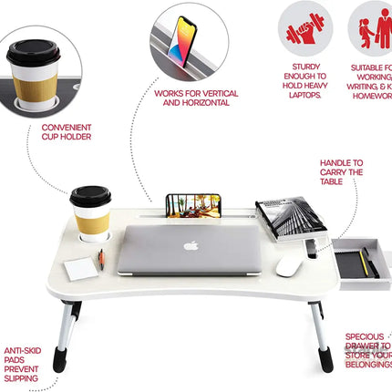 CARLA HOME Laptop Bed Desk with Storage and foldable legs for Adults, Kids & Home Office-2042061542333222916