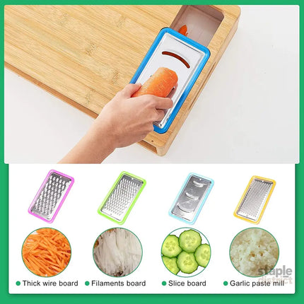 CARLA HOME Large Bamboo Cutting Board and 4 Containers with Mobile Holder gift included for Home Kitchen-2042061549920718853