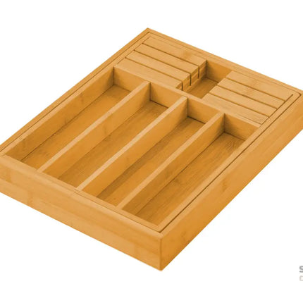 CARLA HOME Large Capacity Bamboo Expandable Drawer Organizer with Knife Block Holder for Home Kitchen Utensils-2042061560284844037