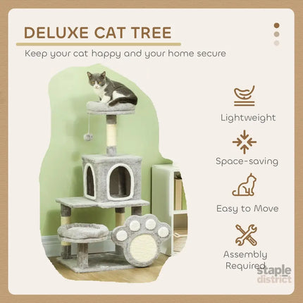 CARLA HOME Large Cat Tree Tower for Indoor Cats with Plush Perch, Cat Condo, Natural Sisal Scratching Posts, Hanging Ball & Paw Scratcher-2050057520038416387