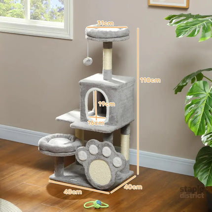 CARLA HOME Large Cat Tree Tower for Indoor Cats with Plush Perch, Cat Condo, Natural Sisal Scratching Posts, Hanging Ball & Paw Scratcher-2050057520038416386