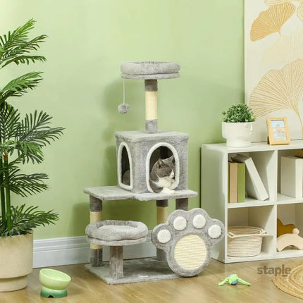 CARLA HOME Large Cat Tree Tower for Indoor Cats with Plush Perch, Cat Condo, Natural Sisal Scratching Posts, Hanging Ball & Paw Scratcher-2050057520038416390