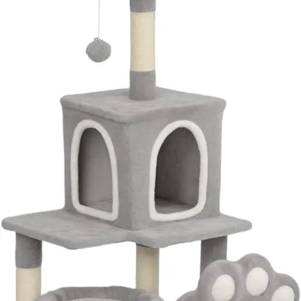 CARLA HOME Large Cat Tree Tower for Indoor Cats with Plush Perch, Cat Condo, Natural Sisal Scratching Posts, Hanging Ball & Paw Scratcher-2050057520038416384