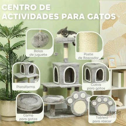 CARLA HOME Large Cat Tree Tower for Indoor Cats with Plush Perch, Cat Condo, Natural Sisal Scratching Posts, Hanging Ball & Paw Scratcher-2050057520038416392
