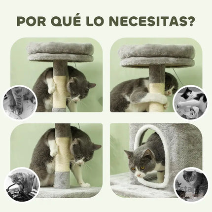 CARLA HOME Large Cat Tree Tower for Indoor Cats with Plush Perch, Cat Condo, Natural Sisal Scratching Posts, Hanging Ball & Paw Scratcher-2050057520038416393