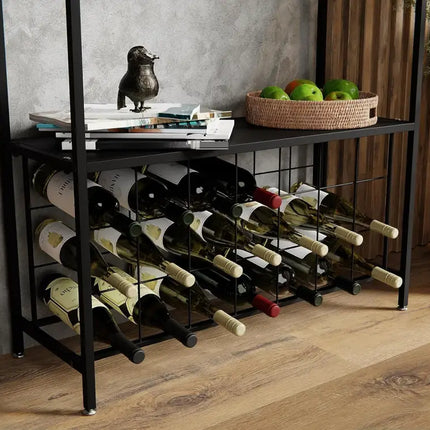 CARLA HOME Large Wine Rack for 20 Bottles with Wood Countertop and Sturdy Metal Frame-2042061568753143812