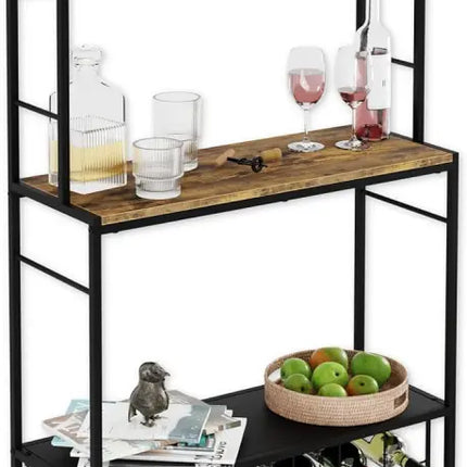 CARLA HOME Large Wine Rack for 20 Bottles with Wood Countertop and Sturdy Metal Frame-2042061568753143808