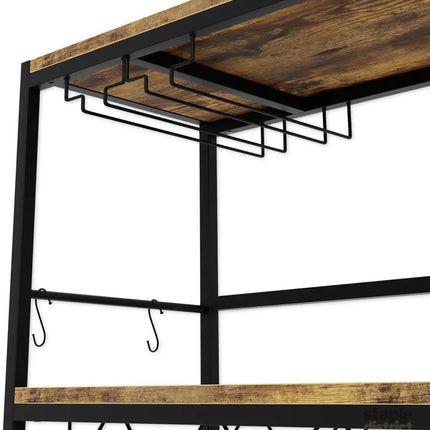 CARLA HOME Large Wine Rack with Glass Holder, Metal Designed Bottle Holder and Wood Countertop for Wine & Champagne-2050057501549924358