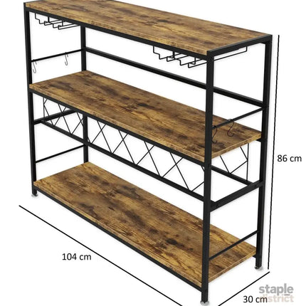 CARLA HOME Large Wine Rack with Glass Holder, Metal Designed Bottle Holder and Wood Countertop for Wine & Champagne-2050057501549924360