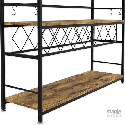 CARLA HOME Large Wine Rack with Glass Holder, Metal Designed Bottle Holder and Wood Countertop for Wine & Champagne-2050057501549924359