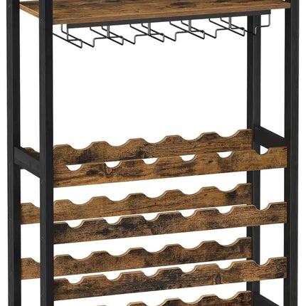 CARLA HOME Large Wine Rack with Glass Holder, Metal Designed Bottle Holder and Wood Countertop up to Wine & Champagne Bottles-2050057501793193984