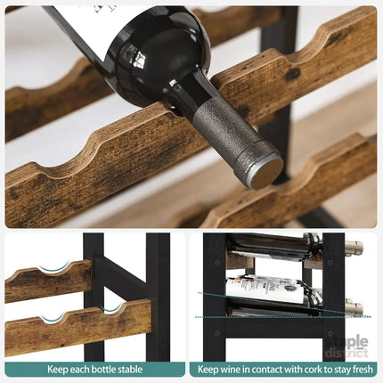 CARLA HOME Large Wine Rack with Glass Holder, Metal Designed Bottle Holder and Wood Countertop up to Wine & Champagne Bottles-2050057501793193988